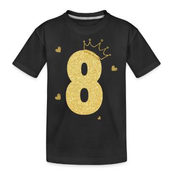 Goldene Krone zum 8-jährigen Jubiläum - Kinder Premium Bio T-Shirt - Schwarz - Vorne