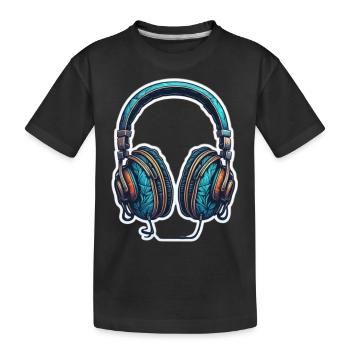Headphones - Music - Kinder Premium Bio T-Shirt - Schwarz - Vorne
