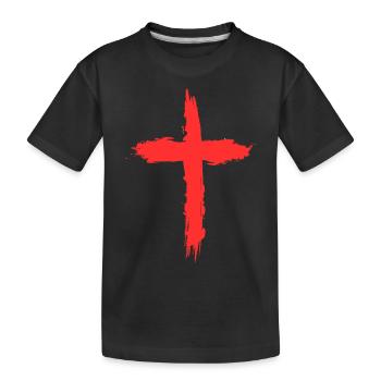 kreuz rot - Kinder Premium Bio T-Shirt - Schwarz - Vorne