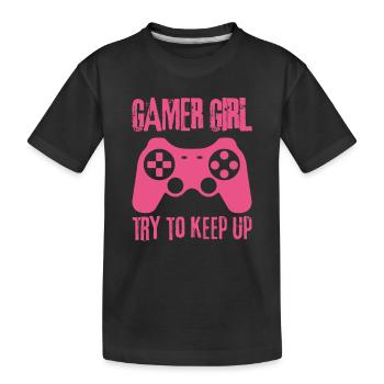 Gamer Girl essaie de suivre - T-shirt bio Premium Enfant - noir - Devant