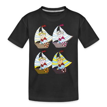 Petit capitaine 4 fois - T-shirt bio Premium Enfant - noir - Devant
