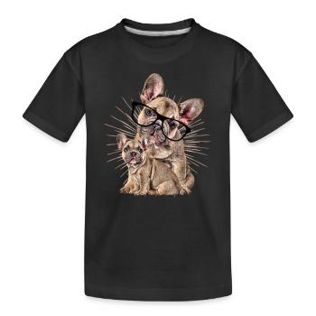 FRENCH BULLDOG with GLASSES Dog Dogs - Kids' Premium Organic T-Shirt - black - Front