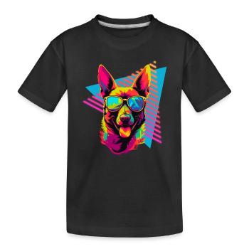 Belgian Malinois with sunglasses 80s style - Kids' Premium Organic T-Shirt - black - Front