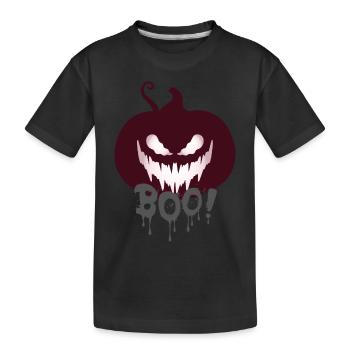 Halloween Boo Kürbis - Kinder Premium Bio T-Shirt - Schwarz - Vorne