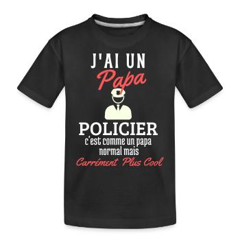 Papa Policier carrément cool cadeau humour enfant - T-shirt bio Premium Enfant - noir - Devant