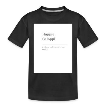 Hoppie Galoppi - Kids' Premium Organic T-Shirt - black - Front