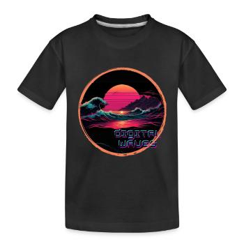 Digital Waves - Kids' Premium Organic T-Shirt - black - Front