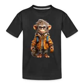 Udo le singe explorateur - T-shirt bio Premium Enfant - noir - Devant