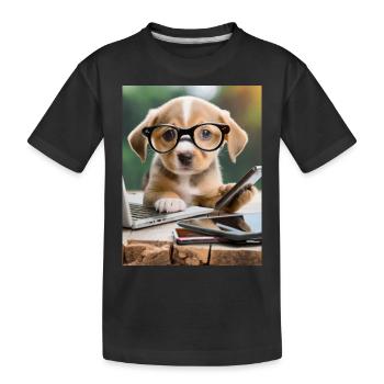 Hund mit Brille - Kinder Premium Bio T-Shirt - Schwarz - Vorne