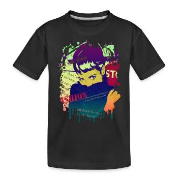 Mode Niedlich Retro Stil Trendy 90er Jahre Lustige Vogue - Kinder Premium Bio T-Shirt - Schwarz - Vorne