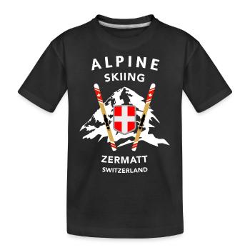 Alpine Skiing | Ski | Zermatt | Switzerland - Kids' Premium Organic T-Shirt - black - Front
