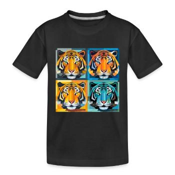 Optical Illusion Tiger: An Op Art and Art Nouveau - Kids' Premium Organic T-Shirt - black - Front