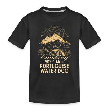 Portugiesischer Wasserhund Camping - Kinder Premium Bio T-Shirt - Schwarz - Vorne