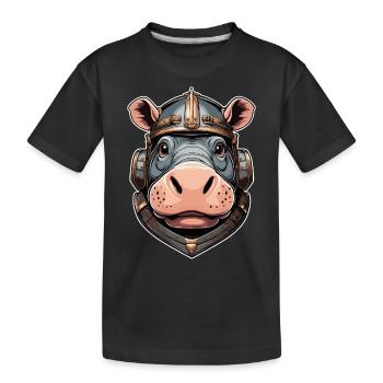 Nilpferd-Kopf - Kinder Premium Bio T-Shirt - Schwarz - Vorne
