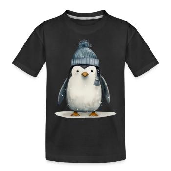 T-shirt pingouin chiot : Adorable espièglerie de l’Antarctique - T-shirt bio Premium Enfant - noir - Devant