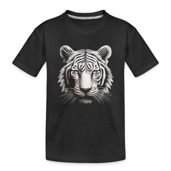 Rätselhaftes Op-Art-Tiger-Illusions-Kunstwerk - Kinder Premium Bio T-Shirt - Schwarz - Vorne