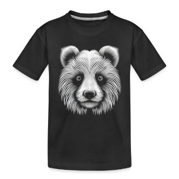Enchanting Op Art Panda Portrait Canvas - Kids' Premium Organic T-Shirt - black - Front