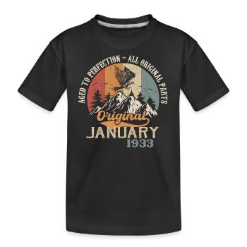 92 years of greatness since January 1932 - Kids' Premium Organic T-Shirt - black - Front