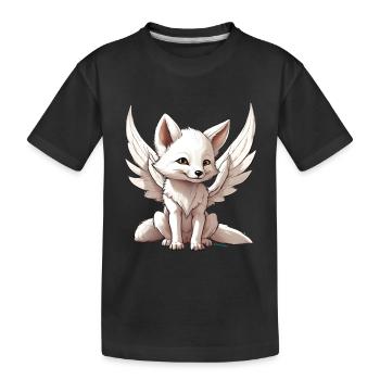 Renard blanc mignon magique avec des ailes d’ange - T-shirt bio Premium Enfant - noir - Devant