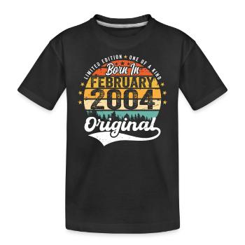 Born in February 2004 - birthday present - Kids' Premium Organic T-Shirt - black - Front