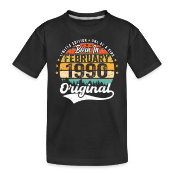Né en février 1990 - cadeau d'anniversaire - T-shirt bio Premium Enfant - noir - Devant