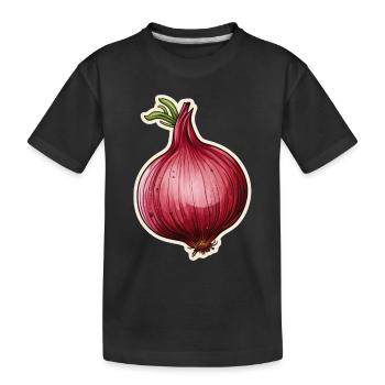 Zwiebel rot - Kinder Premium Bio T-Shirt - Schwarz - Vorne