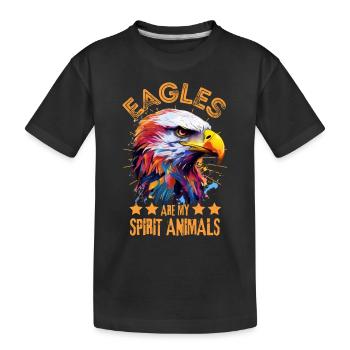 Aigle coloré, pygargue à tête blanche, touche de couleur - T-shirt bio Premium Enfant - noir - Devant