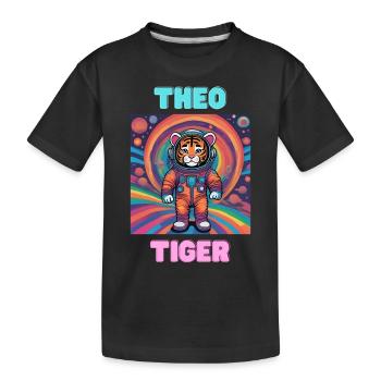 Theo Tiger - Kinder Premium Bio T-Shirt - Schwarz - Vorne