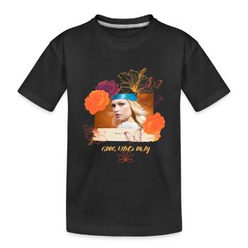 nur gute schwingungen -vibes - Kinder Premium Bio T-Shirt - Schwarz - Vorne