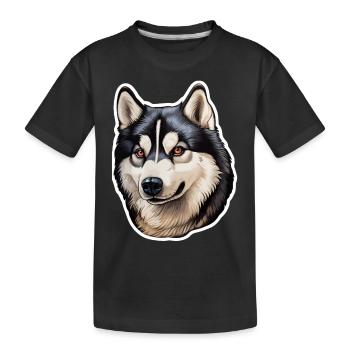 Tête de husky de Sibérie - T-shirt bio Premium Enfant - noir - Devant