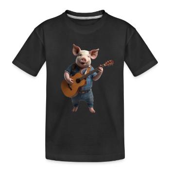Pig Gitarre - Kinder Premium Bio T-Shirt - Schwarz - Vorne
