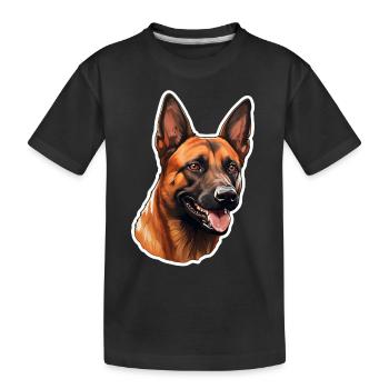 Belgian Malinois Kopf - Kinder Premium Bio T-Shirt - Schwarz - Vorne