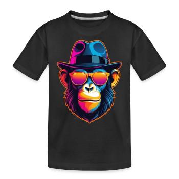 Neon-Affe - Kinder Premium Bio T-Shirt - Schwarz - Vorne