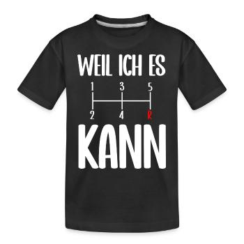 Manuelles statt automatisches Getriebe - Kinder Premium Bio T-Shirt - Schwarz - Vorne