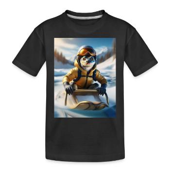 Un lézard en traîneau - T-shirt bio Premium Enfant - noir - Devant