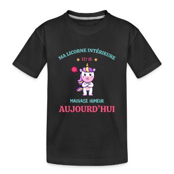 Moody Inner Unicorn heute - Kinder Premium Bio T-Shirt - Schwarz - Vorne