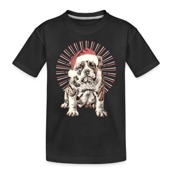 Chemise pour chien drôle Père Noël bouledogue - T-shirt bio Premium Enfant - noir - Devant