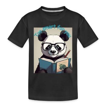 Der Lesende Panda - Kinder Premium Bio T-Shirt - Schwarz - Vorne