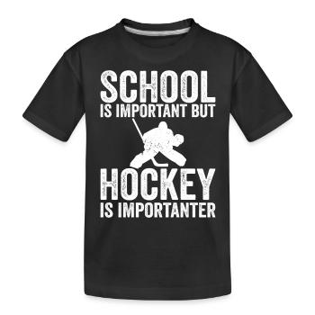 Schule ist wichtig, aber Eishockey ist noch wichtiger - Kinder Premium Bio T-Shirt - Schwarz - Vorne