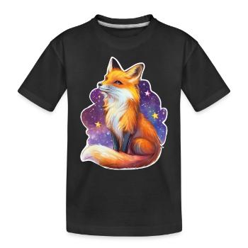 Renard et ciel étoilé - T-shirt bio Premium Enfant - noir - Devant