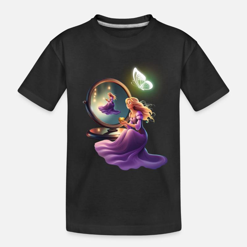 Princesse devant le miroir - T-shirt bio Premium Enfant - noir