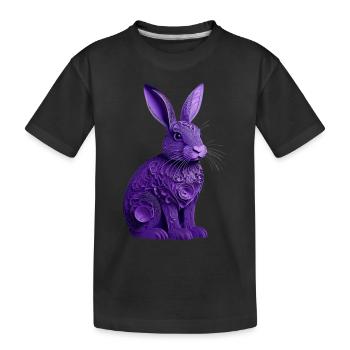 Rabbit violet - Kids' Premium Organic T-Shirt - black - Front