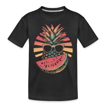 Ananas und Wassermelone - Kinder Premium Bio T-Shirt - Schwarz - Vorne