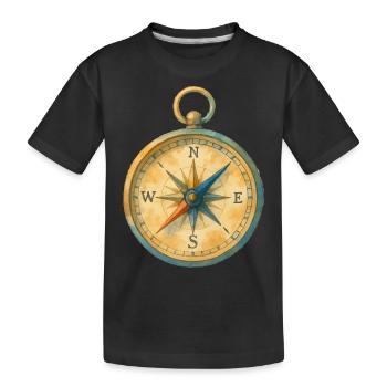 Boussole Aquarelle - T-shirt bio Premium Enfant - noir - Devant