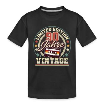 90. Geburtstag Vintage Audiokassette 90 Jahre - Kinder Premium Bio T-Shirt - Schwarz - Vorne