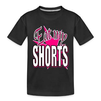 friss meine Shorts - Stern in Pink - Kinder Premium Bio T-Shirt - Schwarz - Vorne