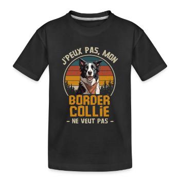 Humour border collie Retro - T-shirt bio Premium Enfant - noir - Devant