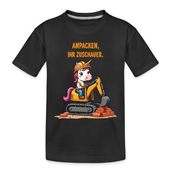 Maître excavatrice licorne - T-shirt bio Premium Enfant - noir - Devant