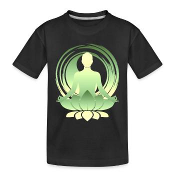 Lotus Meditation Green Gold Yoga Silhouette - Kids' Premium Organic T-Shirt - black - Front
