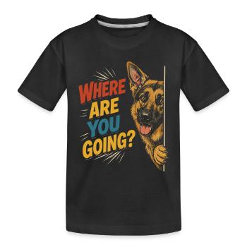 Curious dog, funny look - Kids' Premium Organic T-Shirt - black - Front